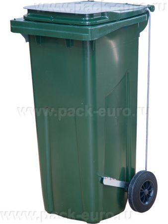 Мусорный контейнер п/э 120л. с педальным приводом Г-образным зелёный, арт. МКТ 120 зеленый (ПГ)