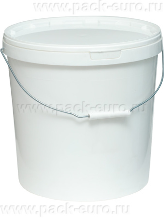Ведро п/п 20л. круглое, с белой крышкой, с ручкой металл цв. (Ведро п/п 20л. круглое, с белой крышкой, с ручкой металл цв. ), арт. ВП 20А