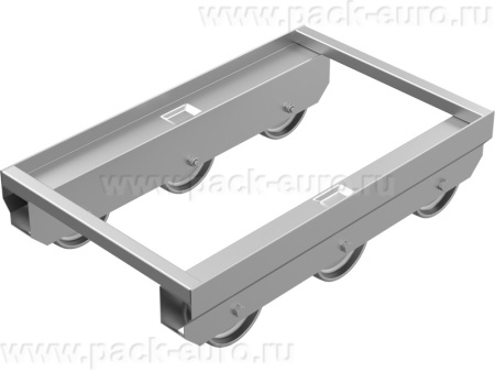 Тележка 600х400х166 для ящиков из нержавеющей стали, 6 колес, код: 31241, арт. ТЛ-6040-304 нерж 6 п/п колес