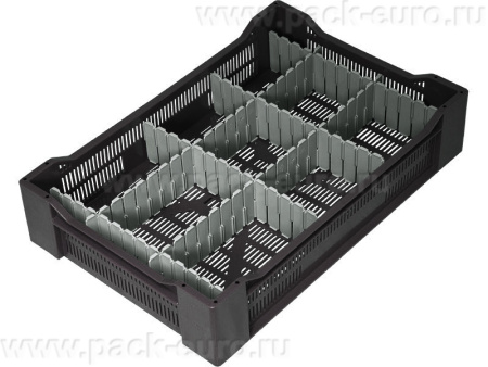 Ящик перфорированный 600×400×135, арт.: 119, объём 32.4, чёрный, код: 03662, арт. 119 ВС