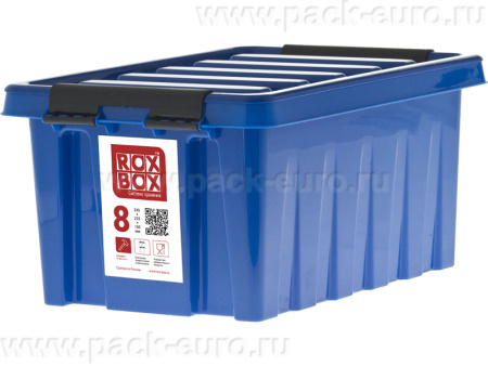 Ящик 335х220х155 мм с крышкой и клипсами синий, арт. Rox Box 8