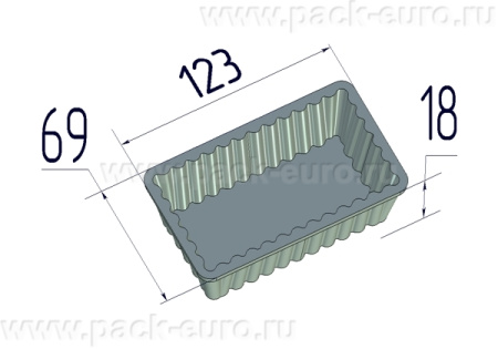 Хлебная форма прямоугольная рифленая 123 x 69