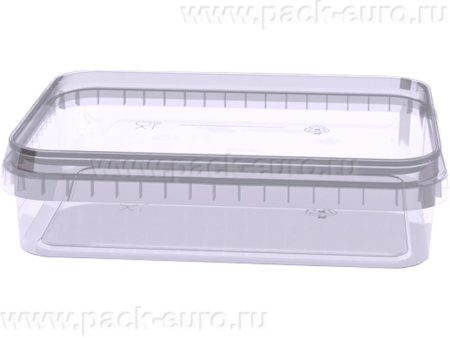 Контейнер 0,2л. прямоугольный, с прозрачной крышкой, без ручки  прозрачный, арт. КН 0,2пр прозр