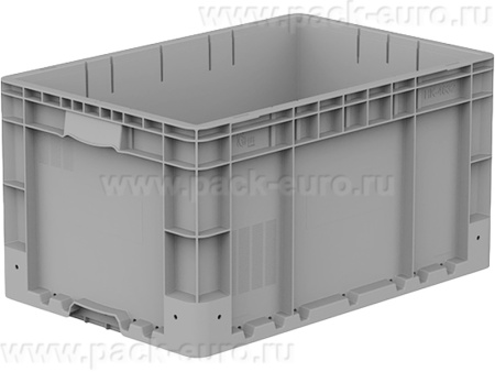 Ящик 600х400х320 сплошной, усиленное дно, демпфер по углам цв. серый, код: 40204, арт. HK 4632