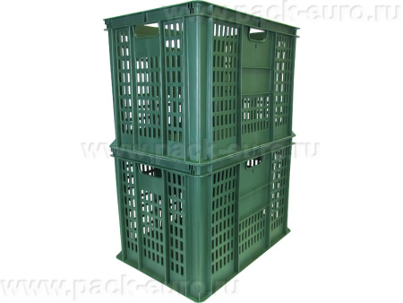 Ящик перфорированный 600×400×410, арт.: 203-1, объём 84, зелёный, код: 06956, арт. 203-1
