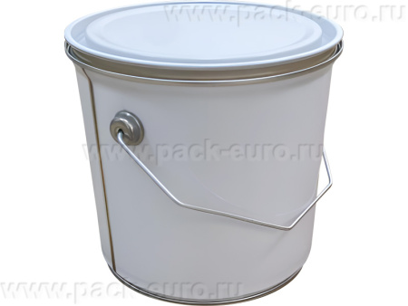 Банка металл 2,5л без ребра с ручкой с прижимной белой крышкой, код: 34857, арт. БЖ 2,5