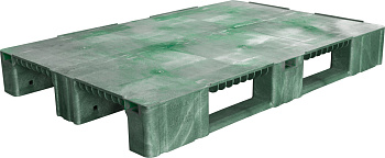 Паллет 1200x800х150 сплошной, на 3-х полозьях, арт. TR 1208-1 зелёный, код: 09477, арт. TR 1208-1 зелёный