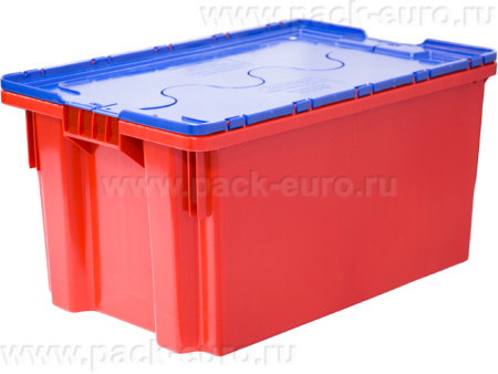 Ящик п/э 600х400х315 сплошной, Safe Pro цв. синий с оранжевой крышкой(красный), арт. 601-1 SP ГД м