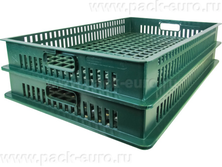 Ящик перфорированный 740×465×95, арт.: 404-095-02, объём 23, зелёный, код: 21856, арт. 404-095-02