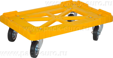 Тележка 600х400 чёрные резиновые колёса, Россия  жёлтый, арт. 508