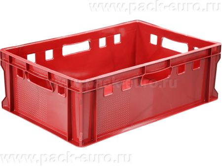 Ящик мясной 600х400х200 сплошной Е2  красный, арт. 207-P