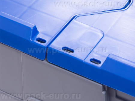 Ящик полимерный 400х300х360 сплошной серый с синей крышкой, код: 41348, арт. 4336-1 SE