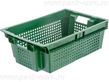 Ящик перфорированный 600×400×200, арт.: 102 мск, объём 37, зелёный, код: 28418, арт. 102 МСК