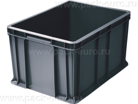 Ящик 400х300х230 сплошной, с внешней ручкой  серый, арт. 703.03.02
