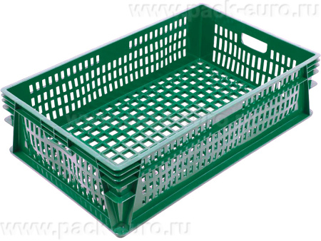 Ящик п/э 740х465х200 перфорированный зелёный, арт. 404-200