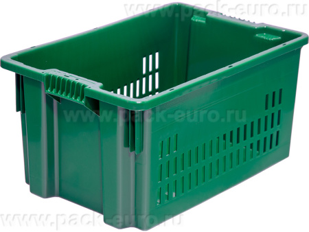 Ящик 600х400х300 дно сплошное, стенки перфорированные зелёный, арт. 602