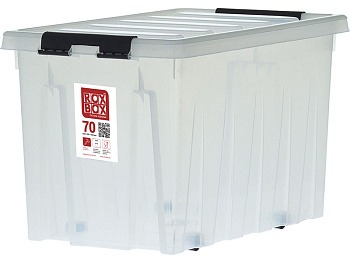 Ящик 580х390х365 с крышкой на роликах, 70 л. прозрачный, код: 24840, арт. Rox Box 70Д