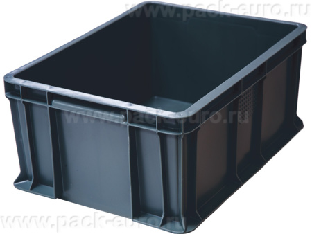 Ящик 400х300х180 сплошной, с внешней ручкой  серый, арт. 702.03.02