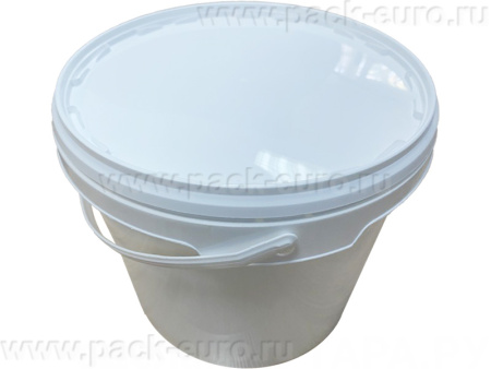 Ведро 3.4л круглое, с пластиковой ручкой, с белой крышкой, код: 36253, арт. ВП 3,4б бел