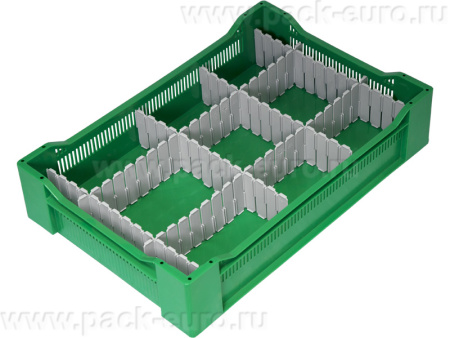 Ящик перфорированный 600×400×135, арт.: 120, объём 32.4, зелёный, код: 04240, арт. 120
