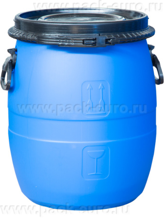 Бочка 48л с крышкой на пластиковом обруче синяя, арт. БП 48 по