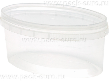 Контейнер 0,5л. овальный, без ручки, с прозрачной крышкой прозрачный, арт. КН-0,5*150*89