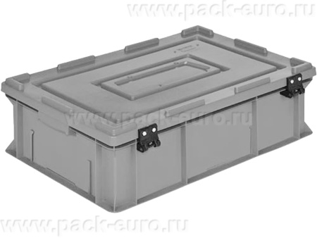 Ящик 600х400х190 сплошной, усиленное дно, с крышкой цв. серый, код: 40219, арт. HP 4617 WL