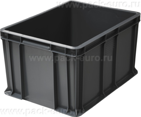 Ящик 400х300х230 сплошной, с внешней ручкой чёрный, арт. 703.03.02