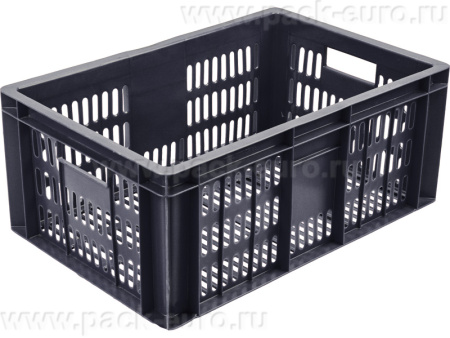 Ящик п/э колбасный 600х400х250 с перфорацией черный, арт. 201 (1,7)