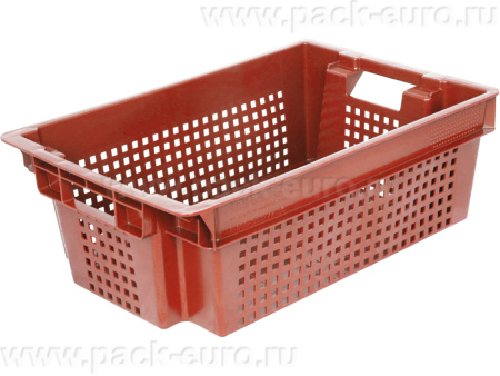 Ящик 600х400х200 1,5кг. дно сплошное, стенки перфорированные  красный, арт. 102-1