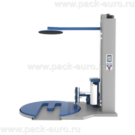 Автоматический паллетоупаковщик ПЗО BPW-2400ЕАС с прижимом, Е-образной платформой и автоматической обрезкой стрейч