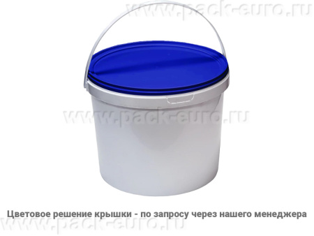 Ведро 11,5л круглое с крышкой с пластиковой ручкой (ПП), арт. ВП 11,5к бел, код: 03264, арт. ВП 11,5к бел