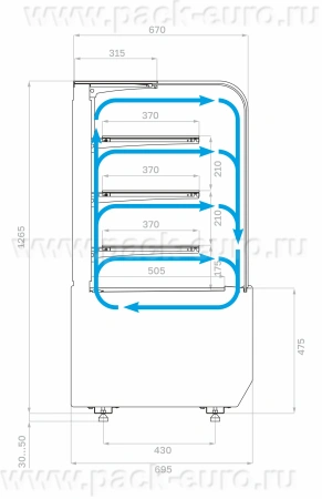 Витрина холодильная Полюс KR70 VM 1,3-2 STANDARD открытая, горка (9005) от компании Европактрейд