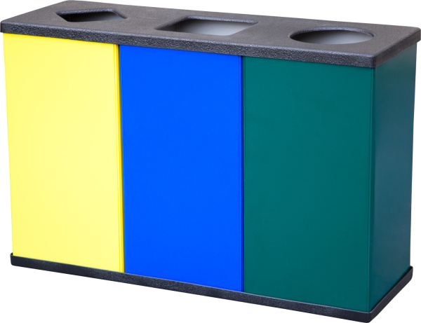 Урна для раздельного сбора мусора 3 х 80 литров, арт. Титан Трио