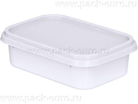 Контейнер 0,2л. прямоугольный, под запайку,с белой крышкой белый, арт. КНС2 белый