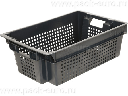 Ящик 600х400х200 1,5кг. дно сплошное, стенки перфорированные  чёрный, арт. 102-1