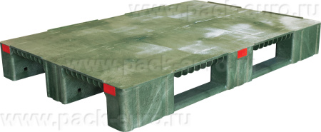 Паллет 1200х800х150 мм (усиленный сплошной на 3-х полозьях) зеленый, арт. TR 1208-1-1 зеленый