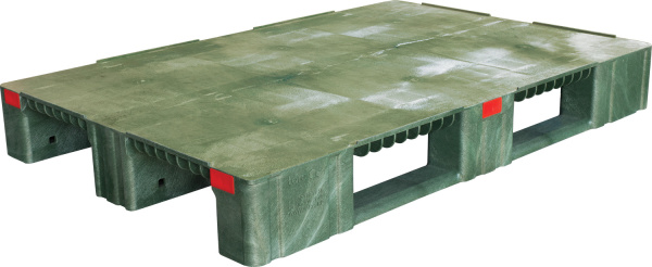 Паллет 1200х800х150 мм (усиленный сплошной на 3-х полозьях) зеленый, арт. TR 1208-1-1 зеленый
