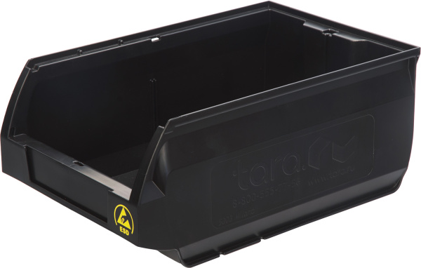 Ящик Milano 350х230х150 PP, черный антистатичный, арт. 5003 ESD
