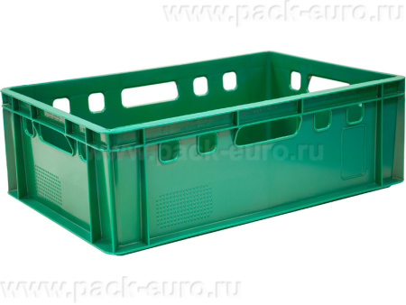 Ящик сплошной 600×400×200 мм, объем 40 л., арт.: 207, зелёный, код: 01600, Е2 (евроформат), арт. 207