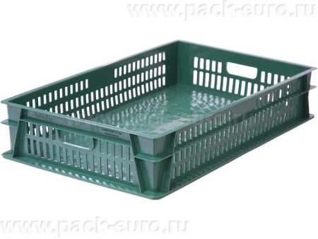 Ящик 740х465х145 дно сплошное стенки перфорированные  зелёный, арт. 404-Т-1