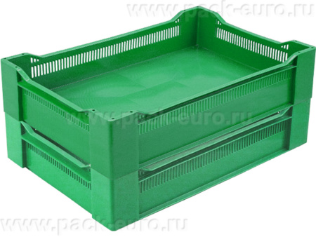 Ящик перфорированный 600×400×135, арт.: 120, объём 32.4, зелёный, код: 04240, арт. 120