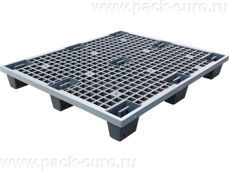 Паллет 1200х1000х140 перфорированный, вкладываемый, на ножках, с защитой бортов серый, арт. TR 1210 LP