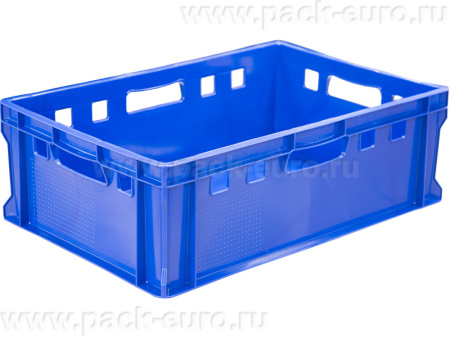 Ящик мясной 600х400х200 сплошной Е2  синий, арт. 207-P