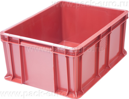 Ящик 400х300х180 сплошной, с внешней ручкой  красный, арт. 702.03.02