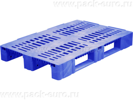 Паллет 1200х800х150 перфорированный (версия 2), на 3-х полозьях  синий, арт. TR 1208-3 синий