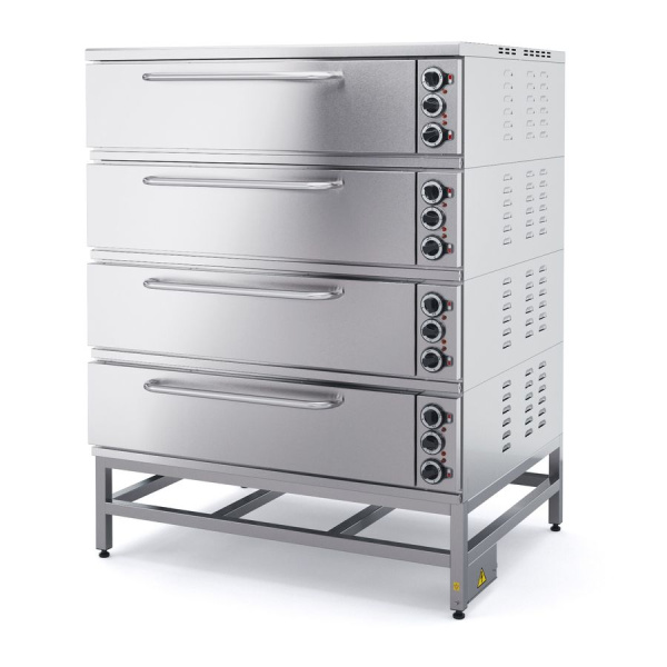 Шкаф пекарный электрический ШПЭ104, 4 камеры, лиц. нерж, под камен., подставка краш, сварн. Шкаф пекарный электрический ШПЭ104, 4 камеры, лиц. нерж, под камен., подставка краш, сварн.