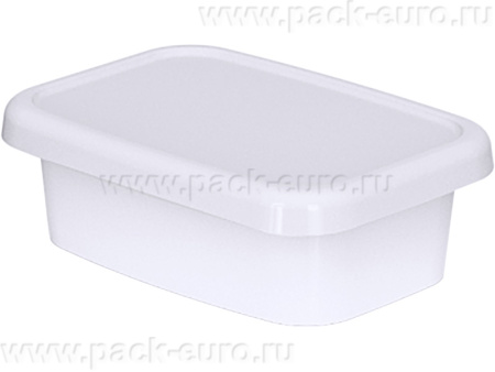 Контейнер 0,2л. прямоугольный, под запайку, с белой крышкой белый, арт. КНС6 белый