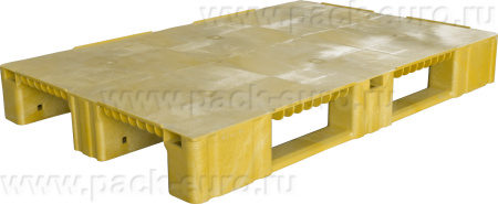 Паллет 1200x800х150 сплошной, на 3-х полозьях желтый, арт. TR 1208-1 желтый, код: 08950, арт. TR 1208-1 желтый
