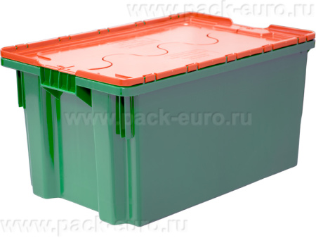 Ящик п/э 600х400х315 сплошной, Safe Pro цв. синий с оранжевой крышкой(зелёный), арт. 601-1 SP ГД